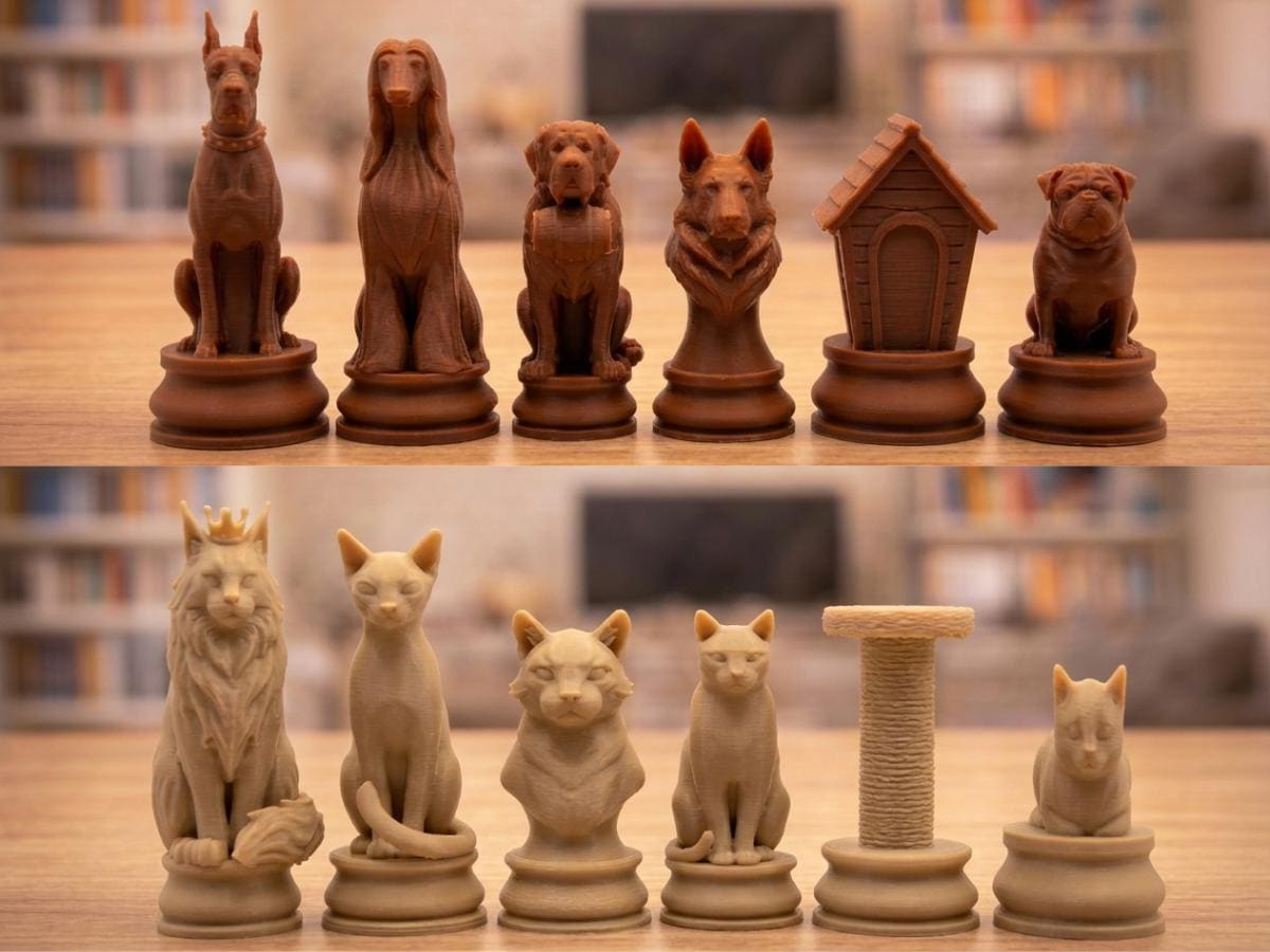 Katzen-Schachfigurenset – komplettes 32-teiliges Schachset – Ansicht 7