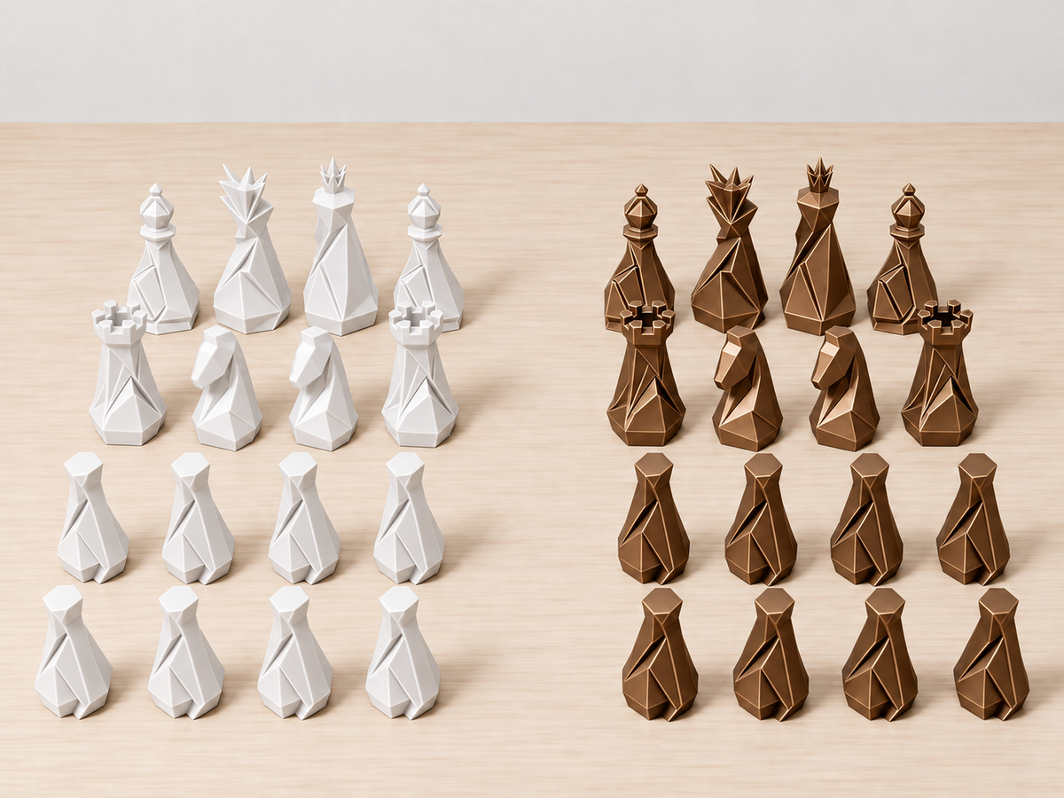 Stone – minimalistisches Low-Poly-Schachfigurenset mit 32 Figuren – Ansicht 13