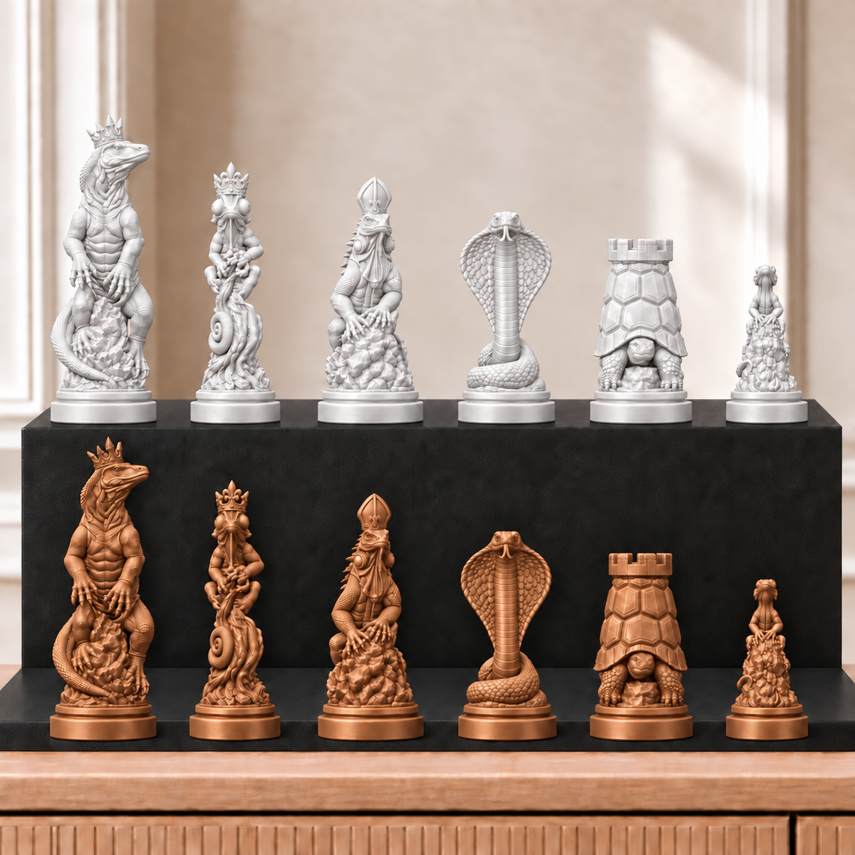 Reptilien – thematisches Schachfigurenset mit 32 Figuren – Ansicht 13