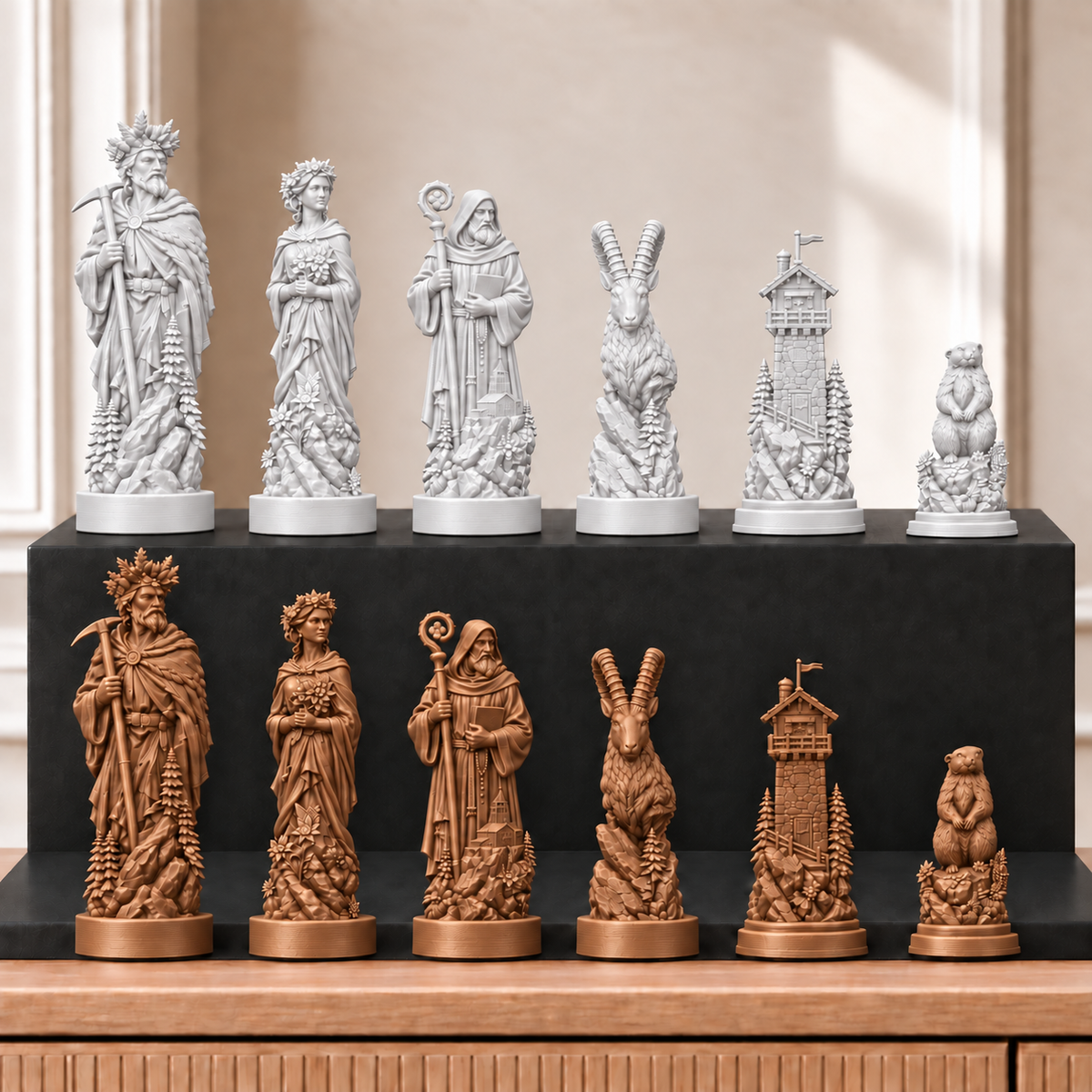 Berge – thematisches Schachfigurenset mit 32 Figuren – Ansicht 13