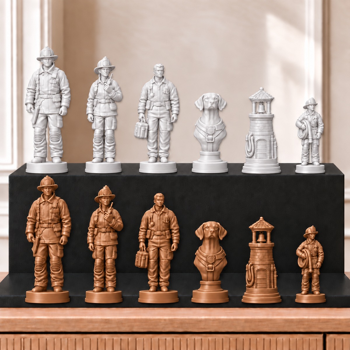 Feuerwehr – thematisches Schachfigurenset mit 32 Figuren – Ansicht 13