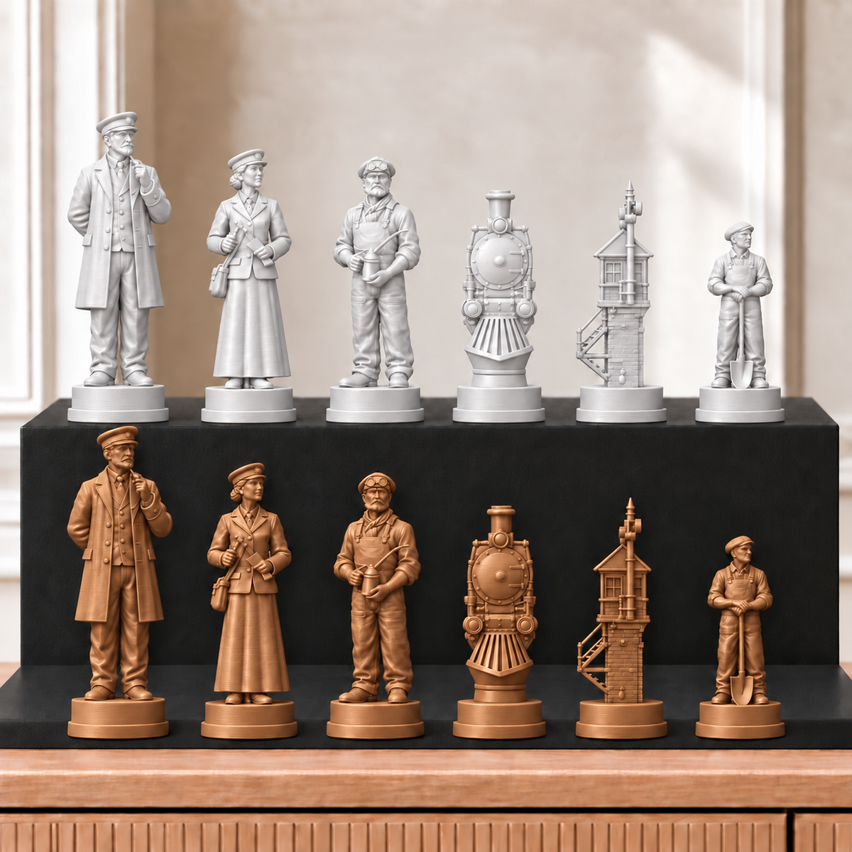 Eisenbahn – thematisches Schachfigurenset mit 32 Figuren – Ansicht 13