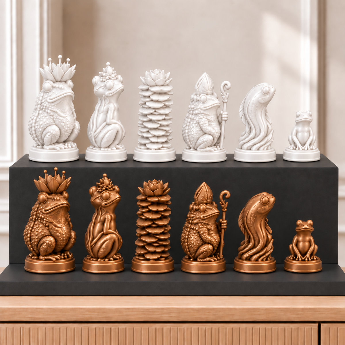 Frösche – thematisches Schachfigurenset mit 32 Figuren – Ansicht 13