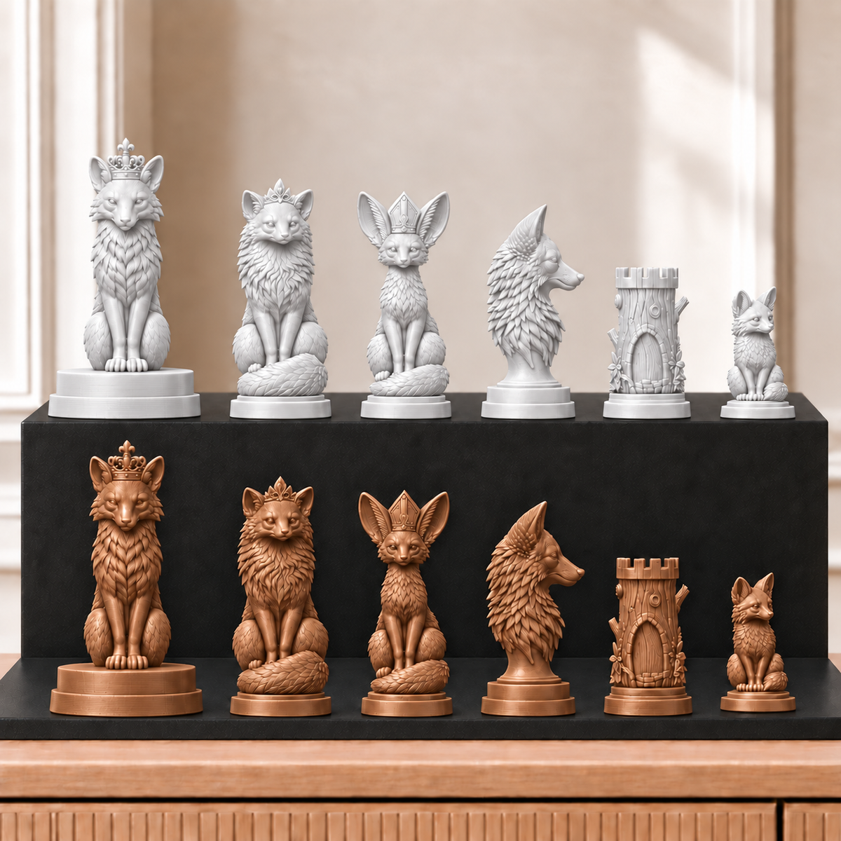 Füchse – thematisches Schachfigurenset mit 32 Figuren – Ansicht 13