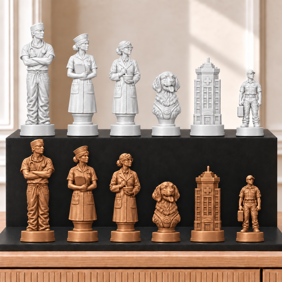 Krankenhaus – thematisches Schachfigurenset mit 32 Figuren – Ansicht 13