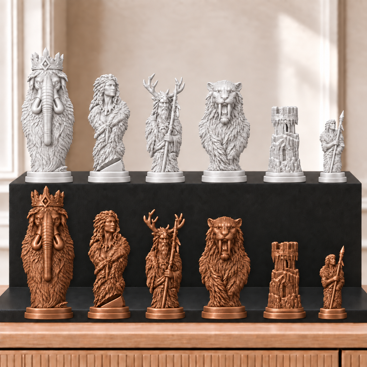 Eiszeit – thematisches Schachfigurenset mit 32 Figuren – Ansicht 13