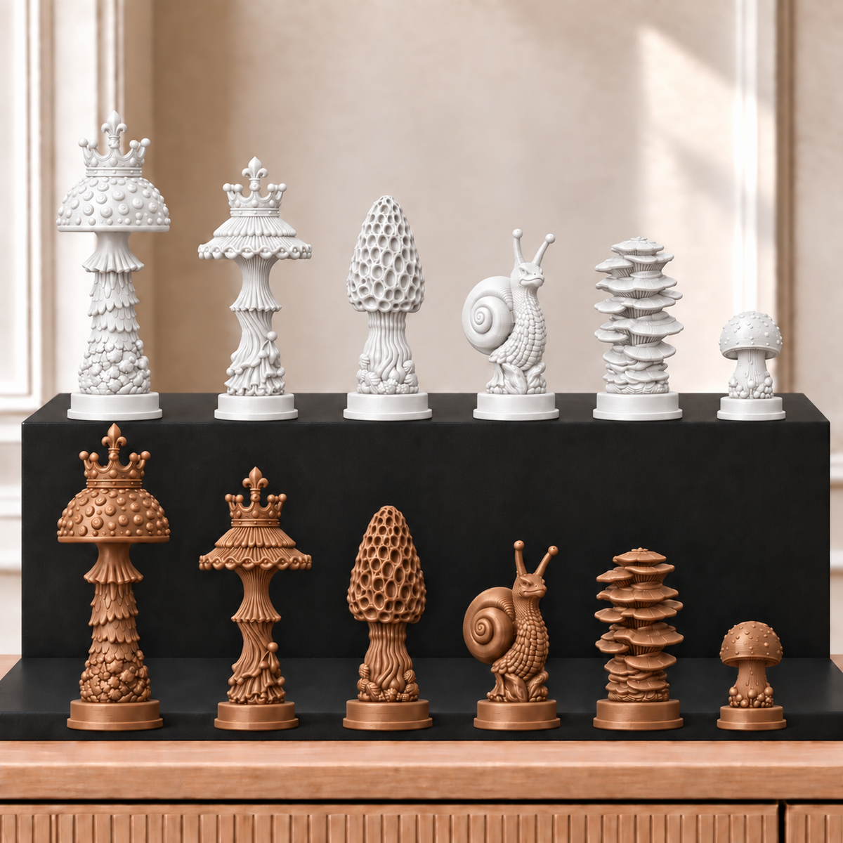 Pilze – thematisches Schachfigurenset mit 32 Figuren – Ansicht 13