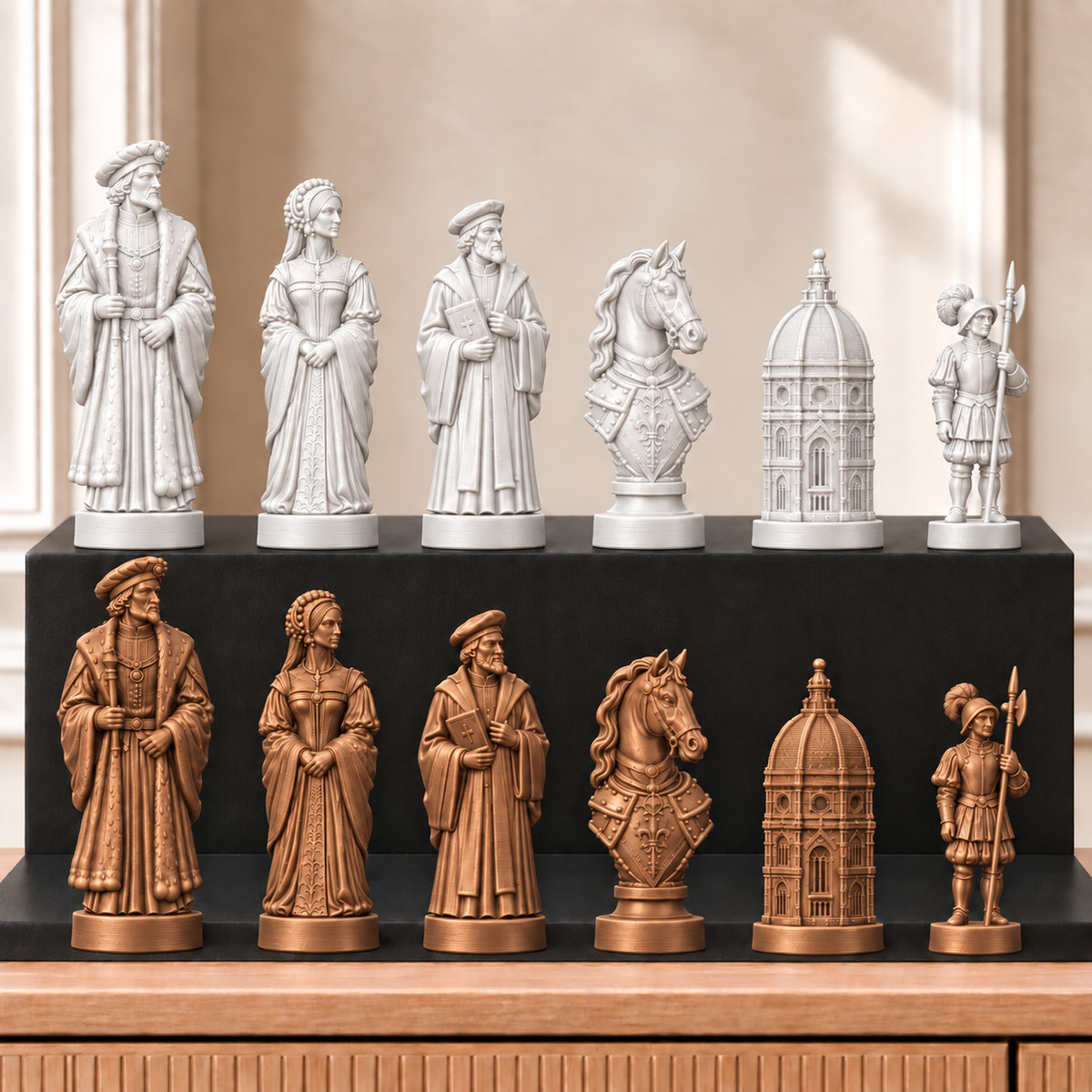 Renaissance – thematisches Schachfigurenset mit 32 Figuren – Ansicht 13