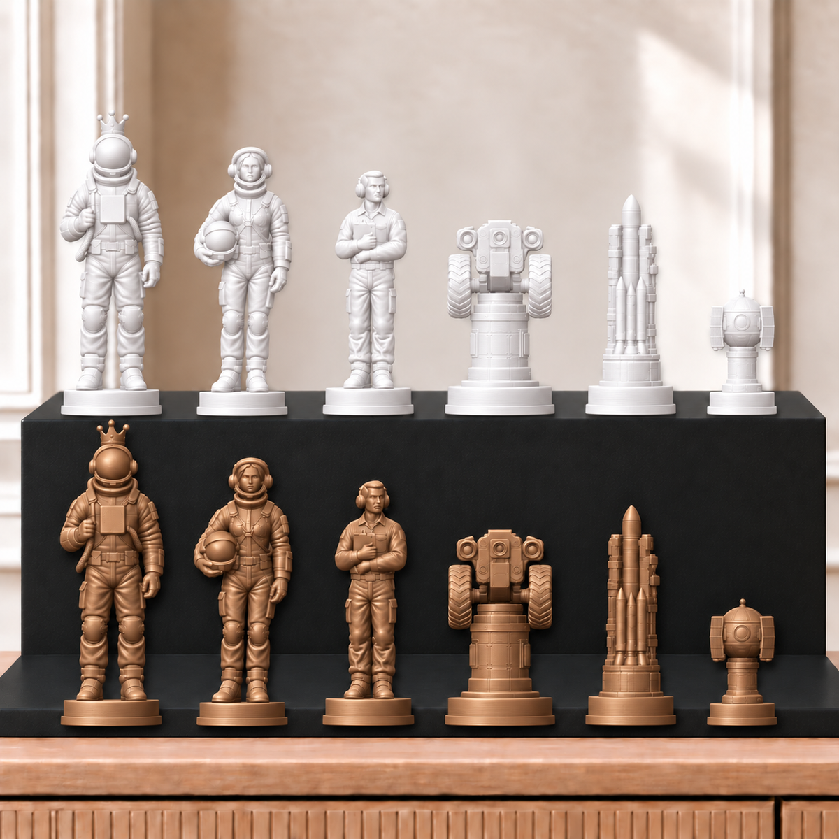 Raketen – thematisches Schachfigurenset mit 32 Figuren – Ansicht 13