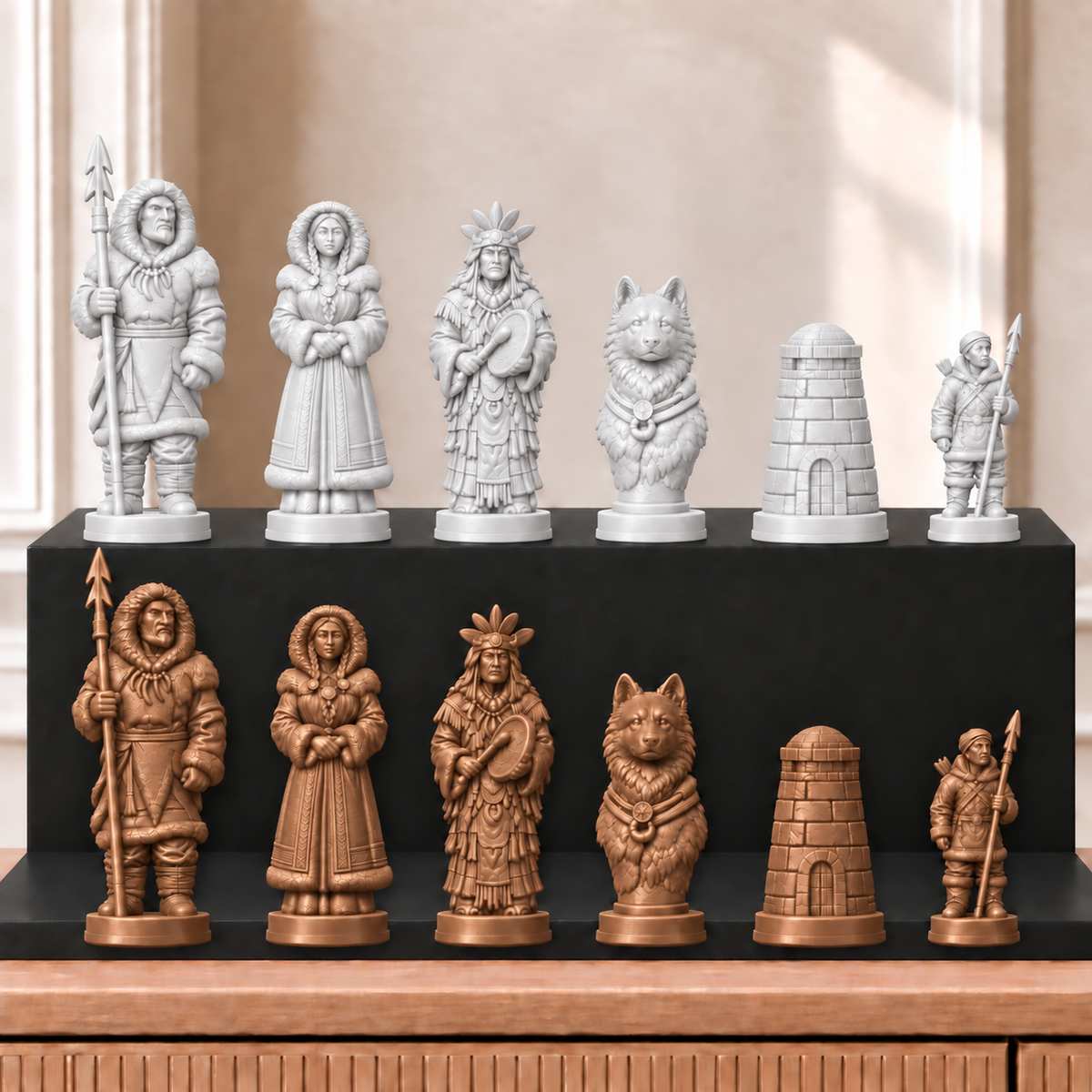 Inuit – thematisches Schachfigurenset mit 32 Figuren – Ansicht 13