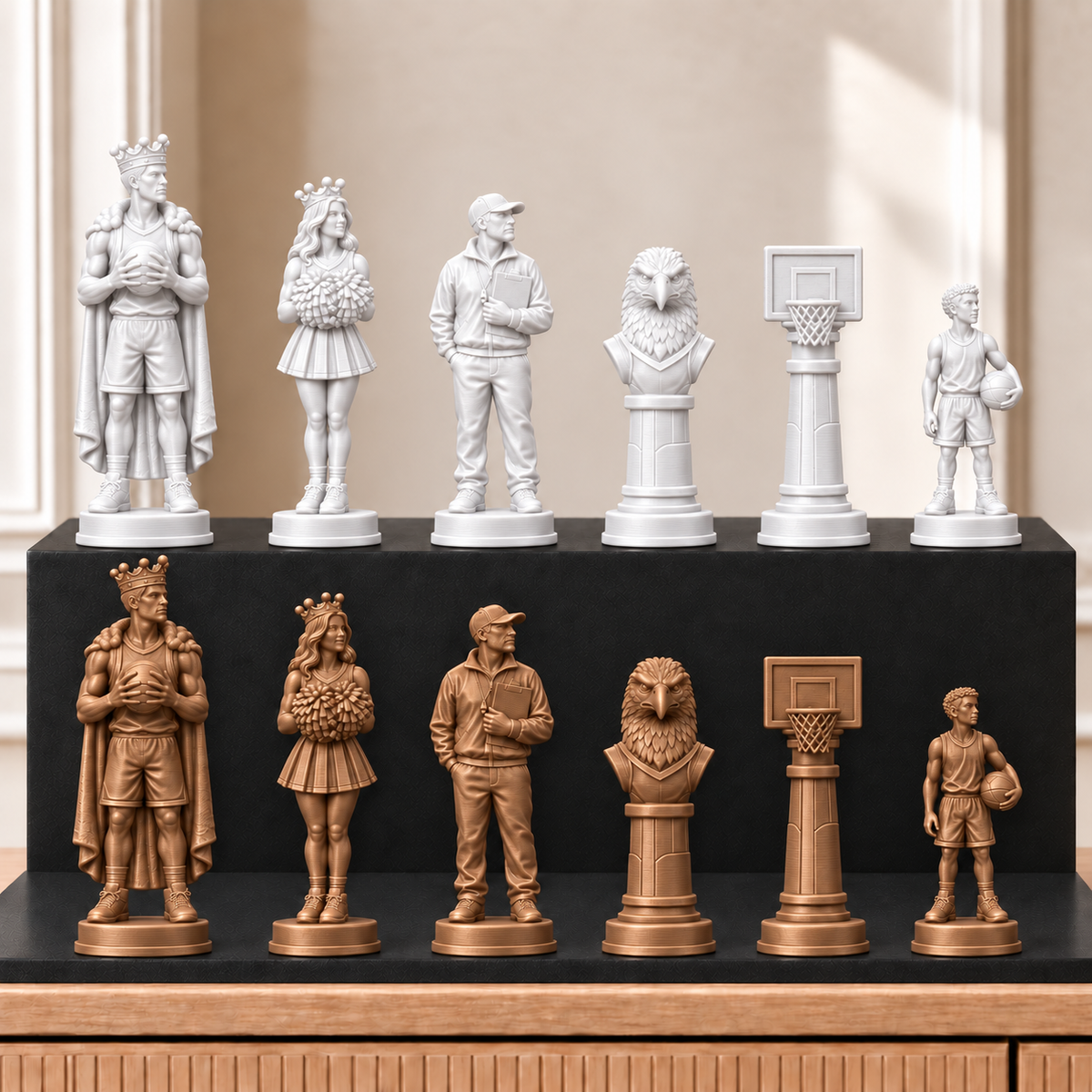 Basketball – thematisches Schachfigurenset mit 32 Figuren – Ansicht 13