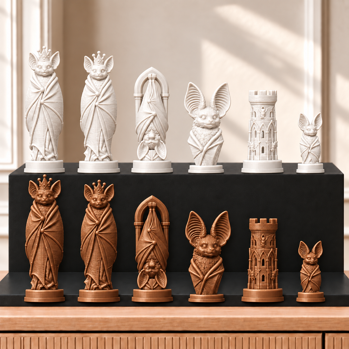 Fledermäuse – thematisches Schachfigurenset mit 32 Figuren – Ansicht 13