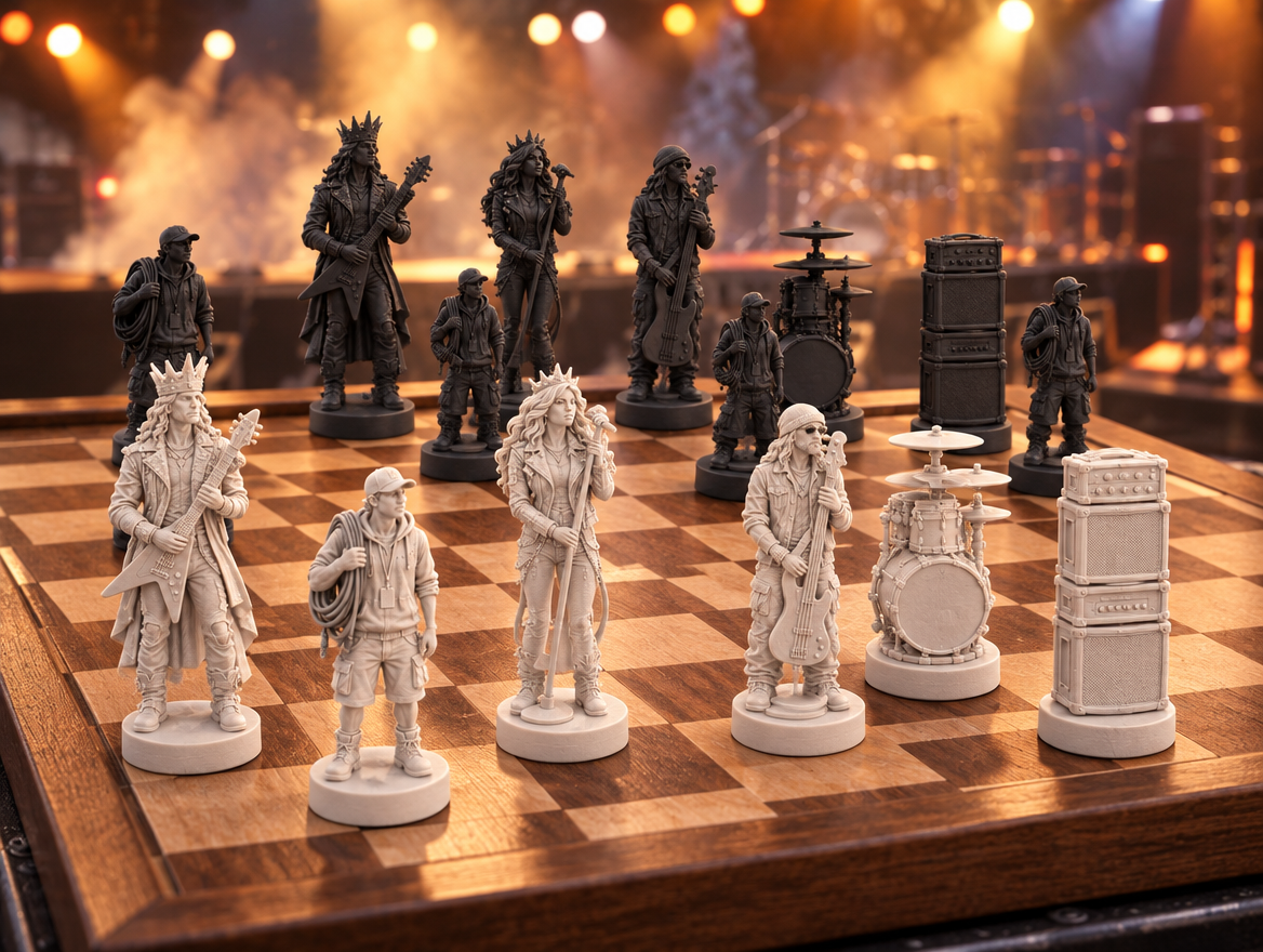 Rockband Schachset STL - 6 Figuren für 3D-Druck – Ansicht 1