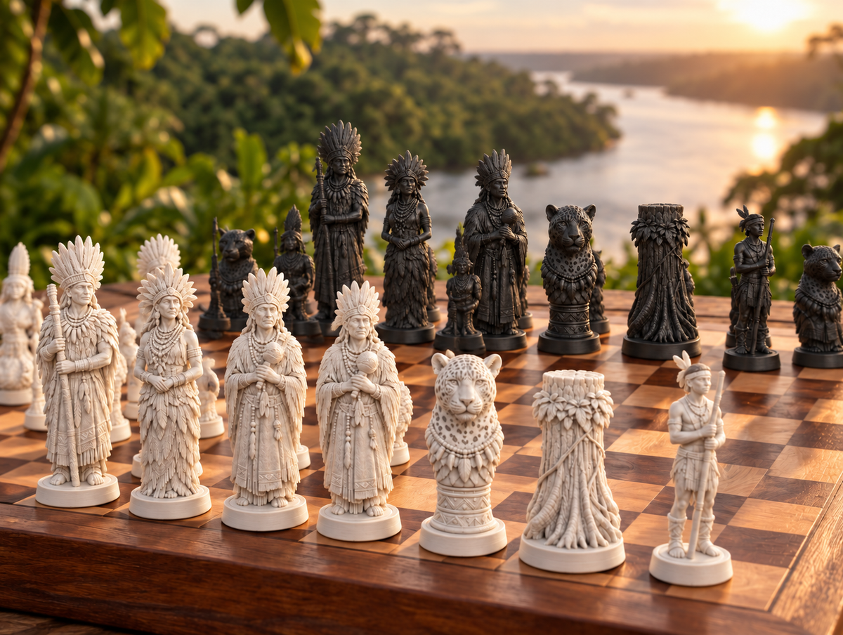 Amazonas Schachset STL - 6 Figuren für 3D-Druck – Ansicht 1