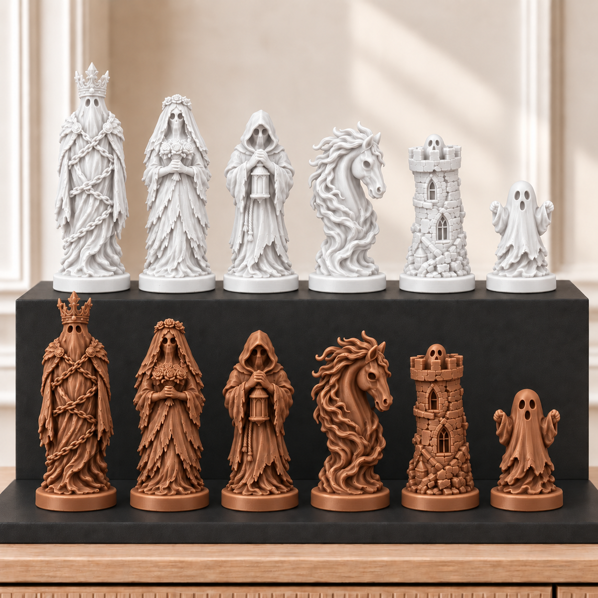 Spukschloss-Geister – thematisches Schachfigurenset mit 32 Figuren – Ansicht 13