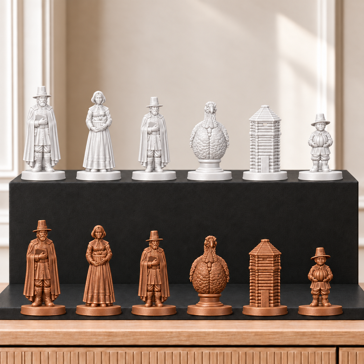 Pilgerväter – thematisches Schachfigurenset mit 32 Figuren – Ansicht 13