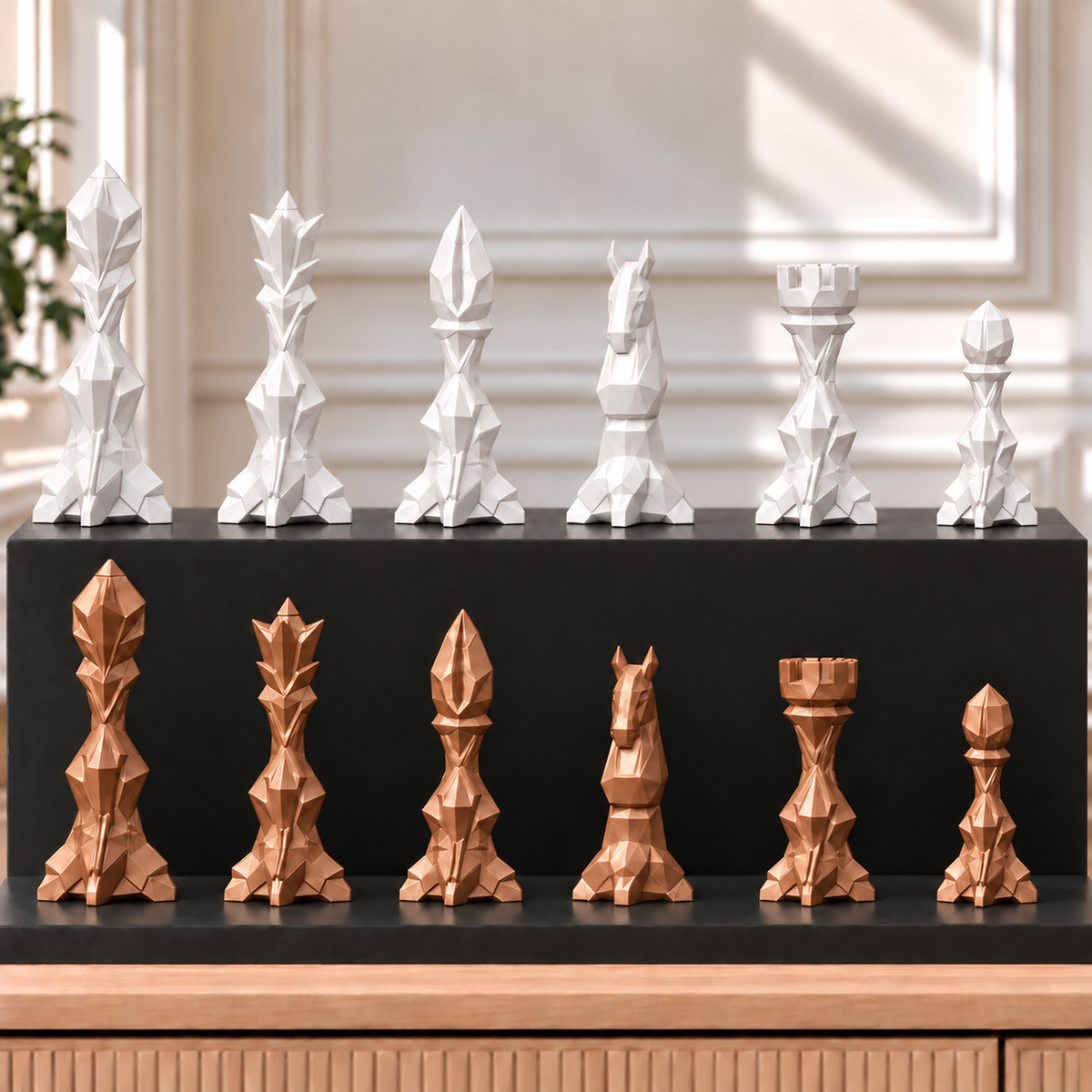 2050 – Geometrisches Schachset mit 32 Figuren – Ansicht 13