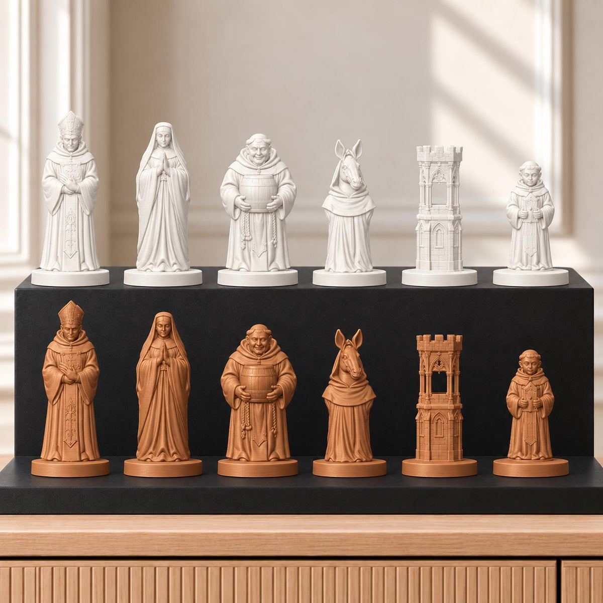 Mönche – thematisches Schachfigurenset mit 32 Figuren – Ansicht 13