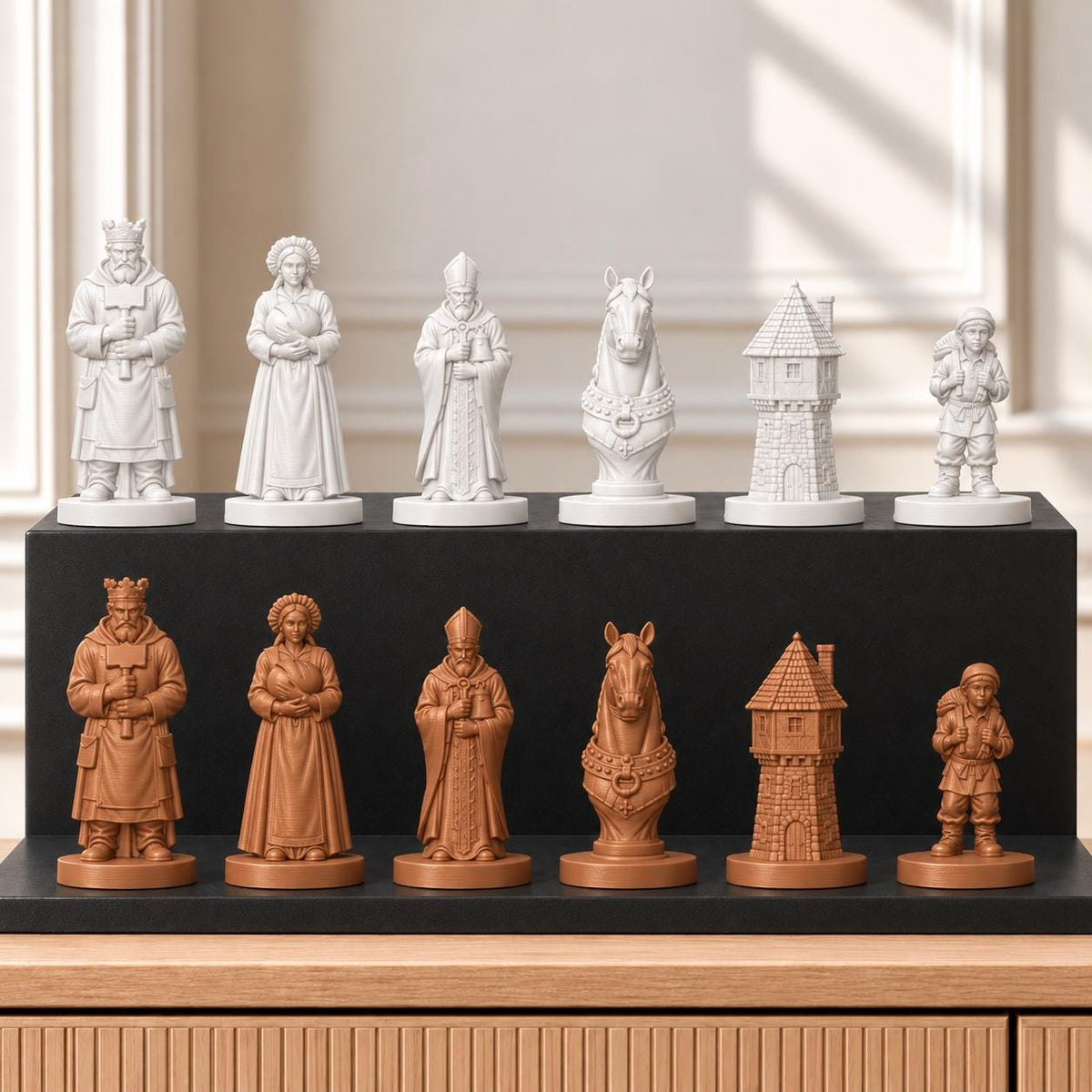Mittelalterliches Dorf – thematisches Schachfigurenset mit 32 Figuren – Ansicht 13
