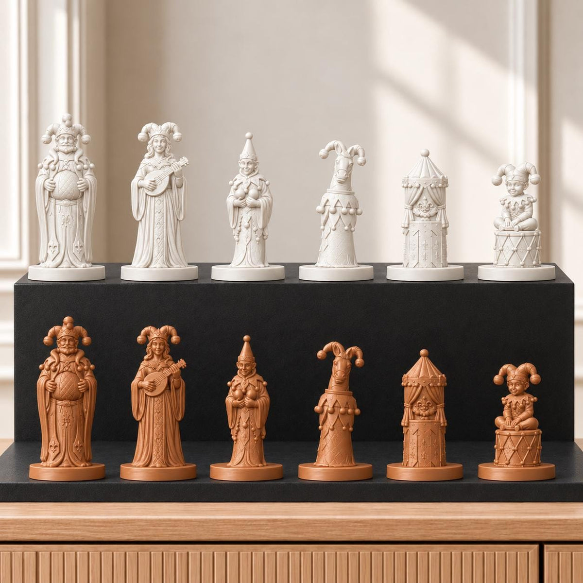 Gaukler Schachset STL – 6 Figuren für 3D-Druck – Ansicht 13
