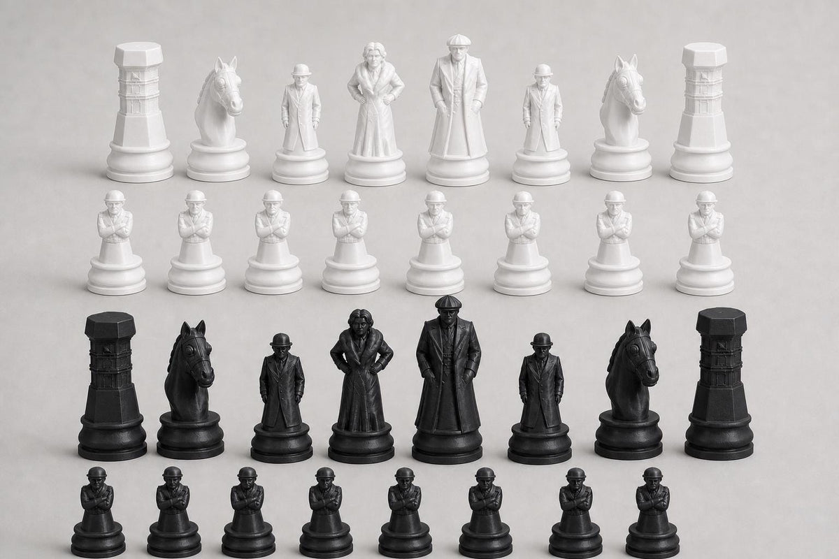 Schachfigurenset – nach Art von Peaky Blinders erstellt – komplettes 32-teiliges Schachset – Ansicht 4
