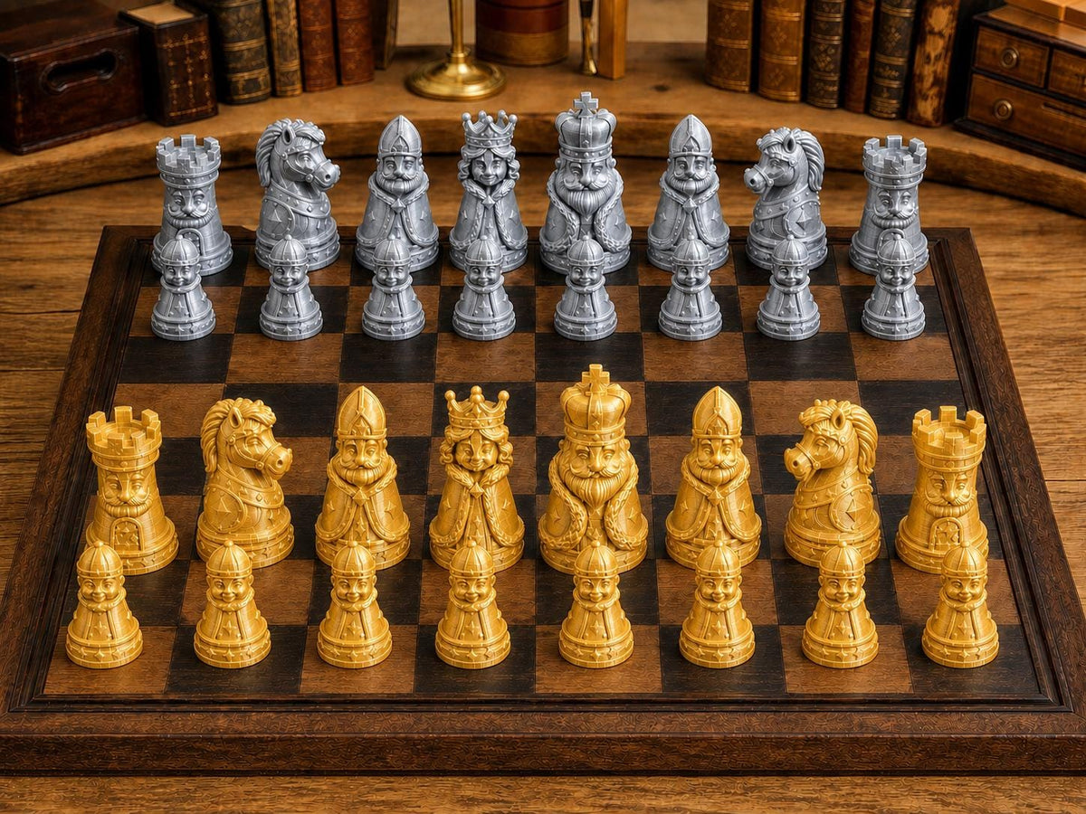 Heiteres Königreich – komplettes 32-teiliges Schachfigurenset – Ansicht 4