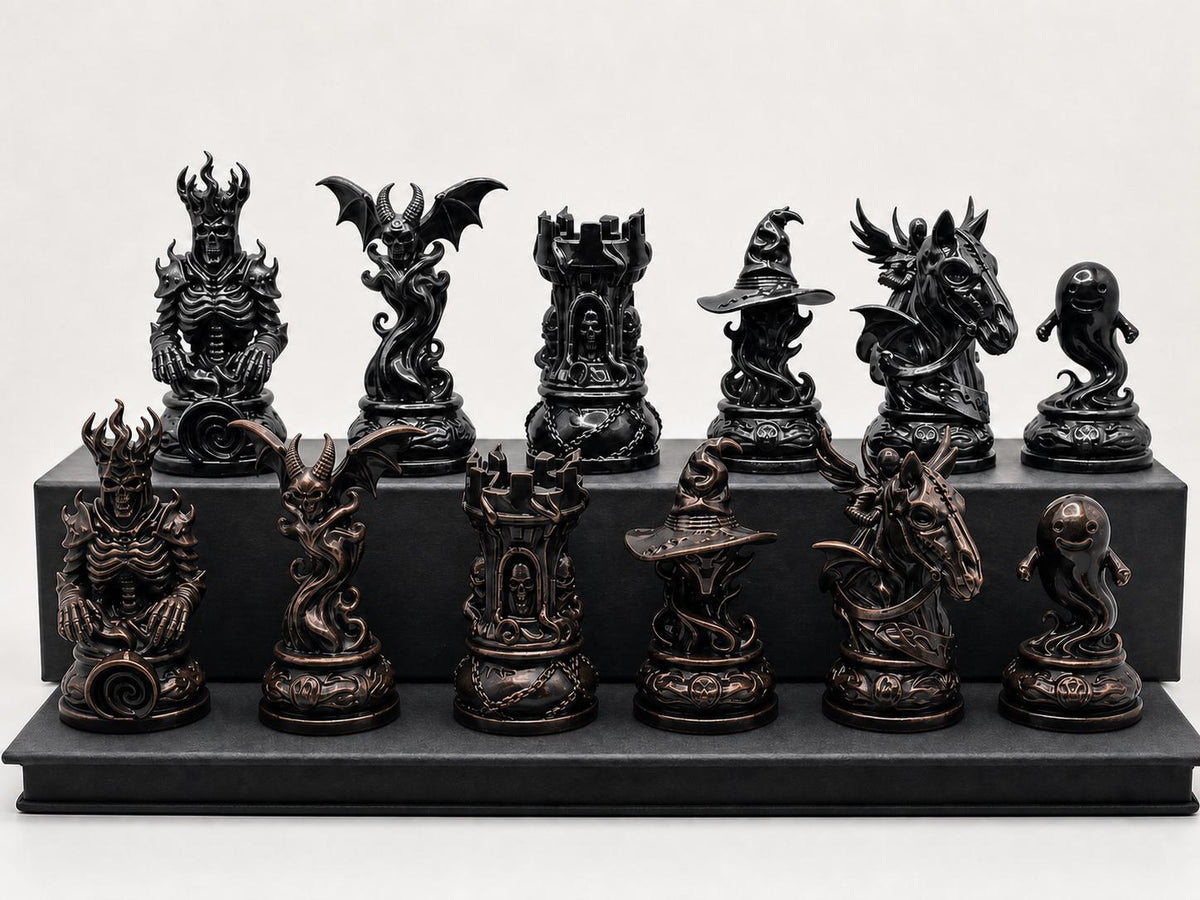 Dämonisches Dark-Fantasy-Schachfigurenset – komplettes 32-teiliges Schachset – Ansicht 4