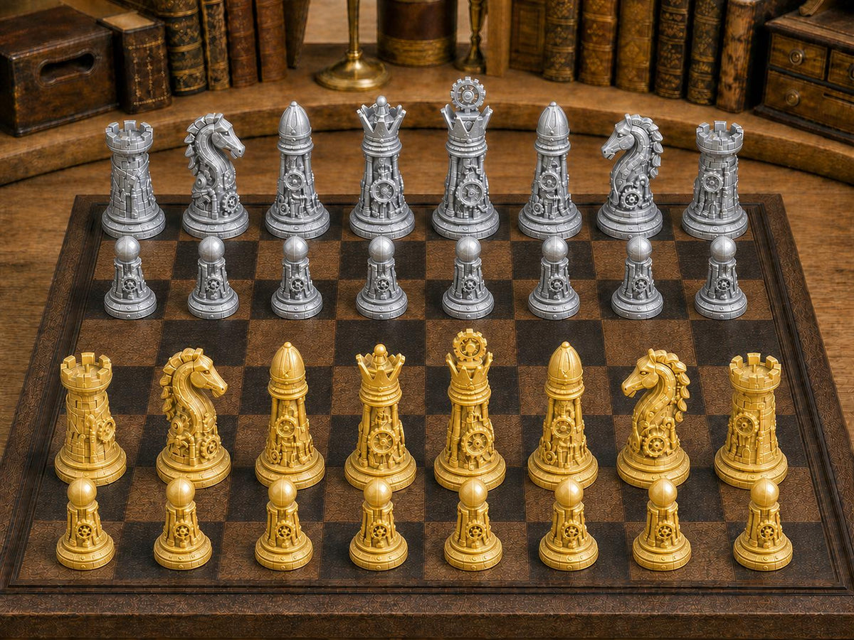 Postapokalyptische Mechanik – komplettes 32-teiliges Schachfigurenset – Ansicht 4