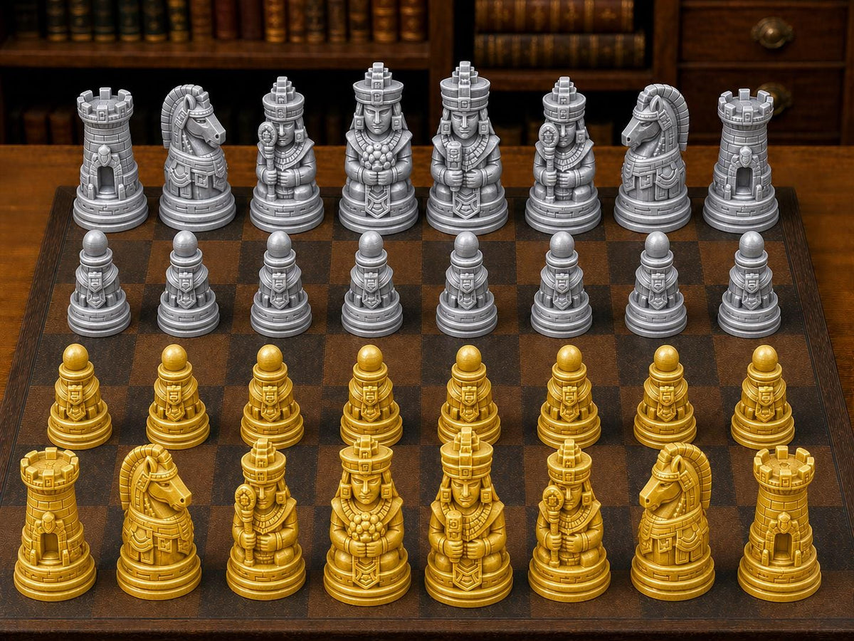 Maya-Reich – komplettes 32-teiliges Schachfigurenset – Ansicht 4