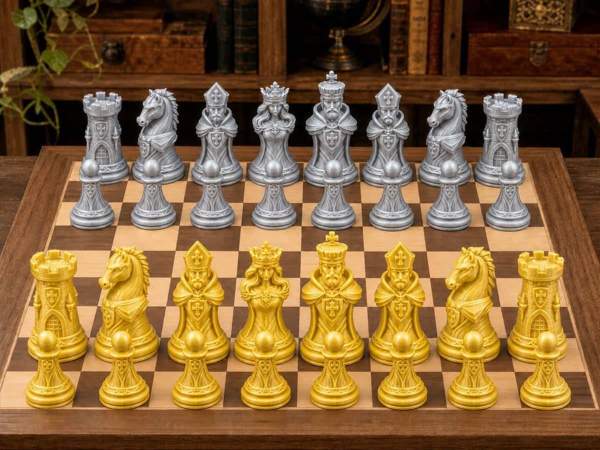 Skulpturale Kronen – komplettes 32-teiliges Schachfigurenset – Ansicht 4
