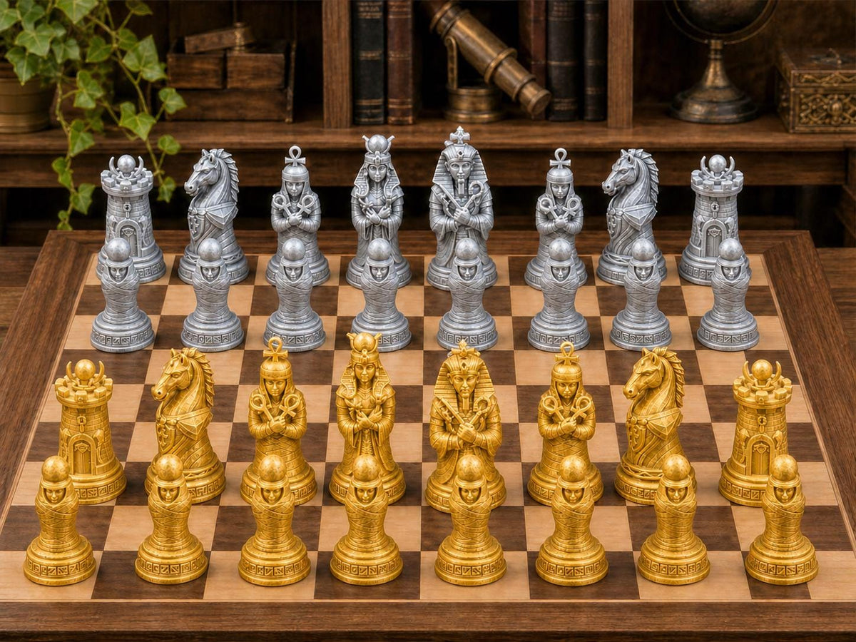 Ägyptische Mumien – komplettes 32-teiliges Schachfigurenset – Ansicht 4