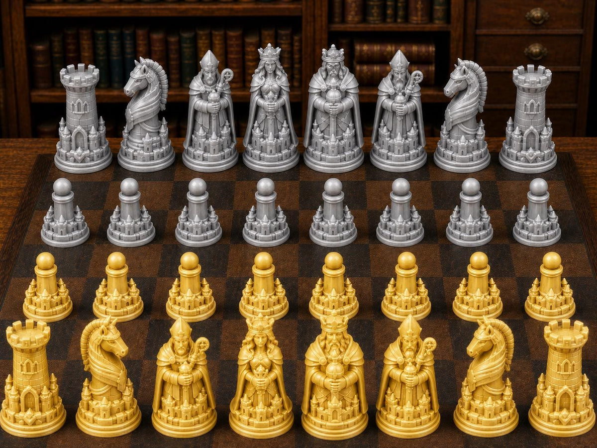 Ewige Bastion – komplettes 32-teiliges Schachfigurenset – Ansicht 4