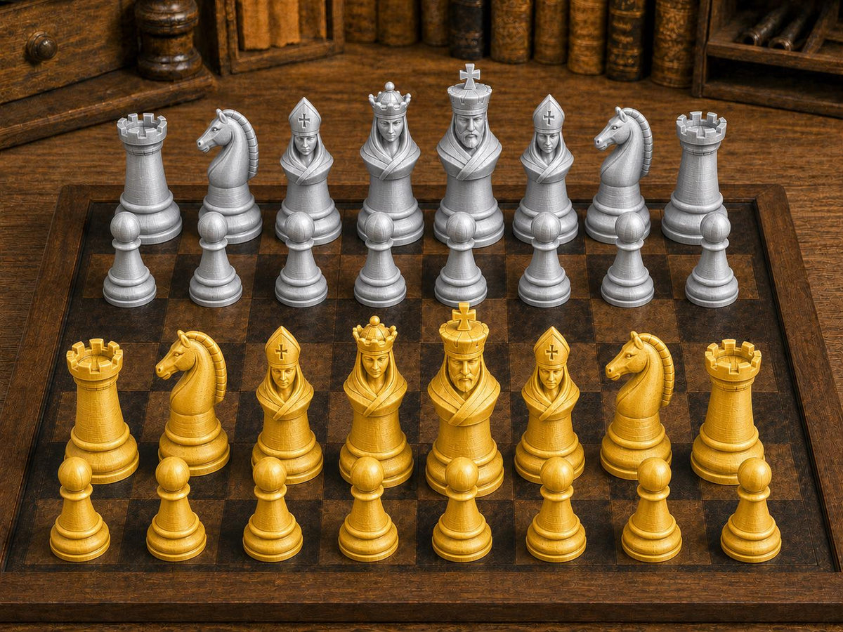 Königliche Kathedrale – komplettes 32-teiliges Schachfigurenset – Ansicht 4