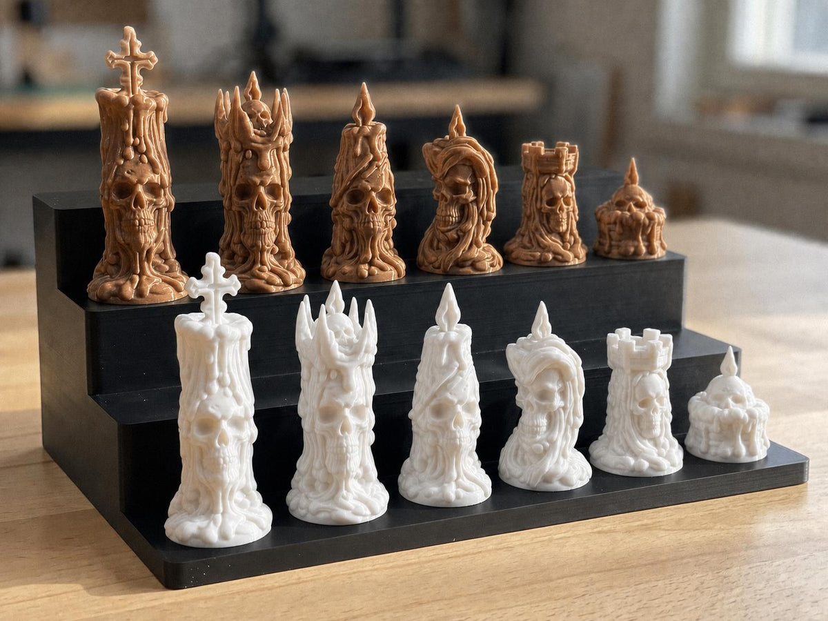 Totenkopf-Kerzen-Schachfigurenset – komplett 32-teilig – Ansicht 13