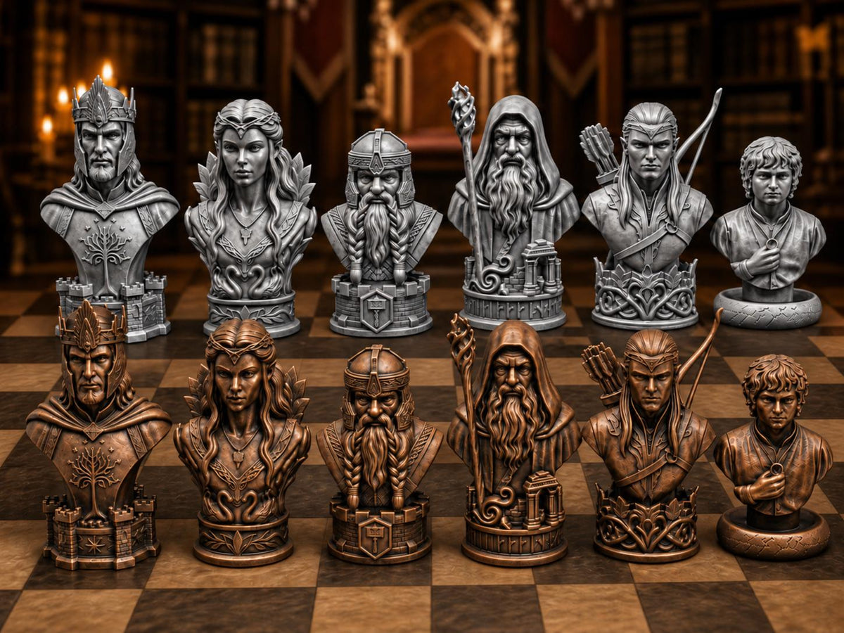 Fantasy-Reich-Büsten-Schachfigurenset – komplett 32-teilig – Ansicht 13