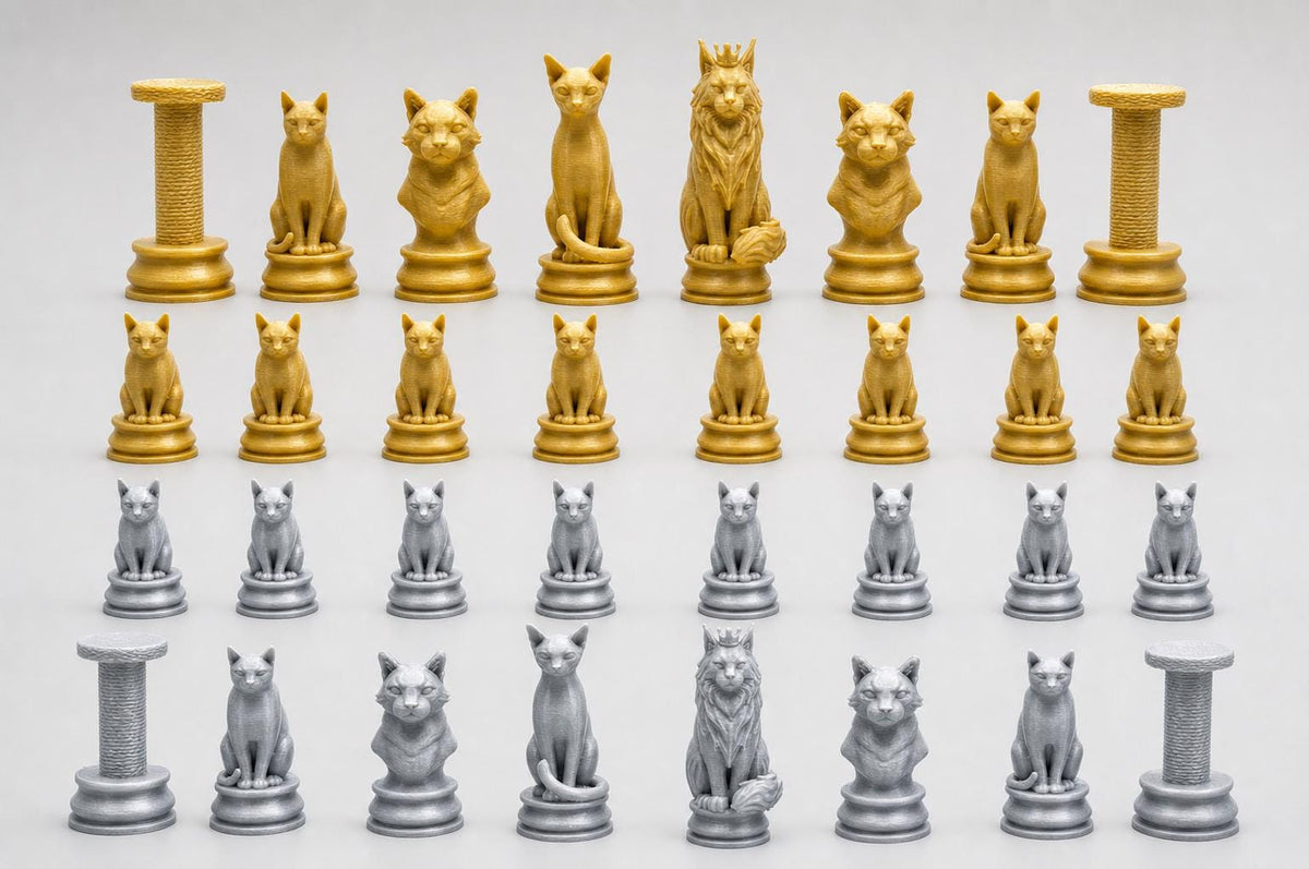 Katzen-Schachfigurenset – komplettes 32-teiliges Schachset – Ansicht 3