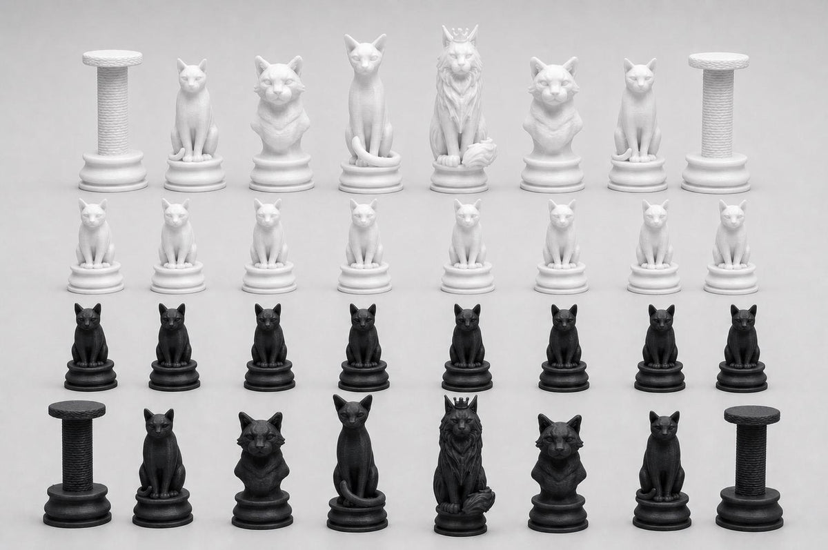 Katzen-Schachfigurenset – komplettes 32-teiliges Schachset – Ansicht 4
