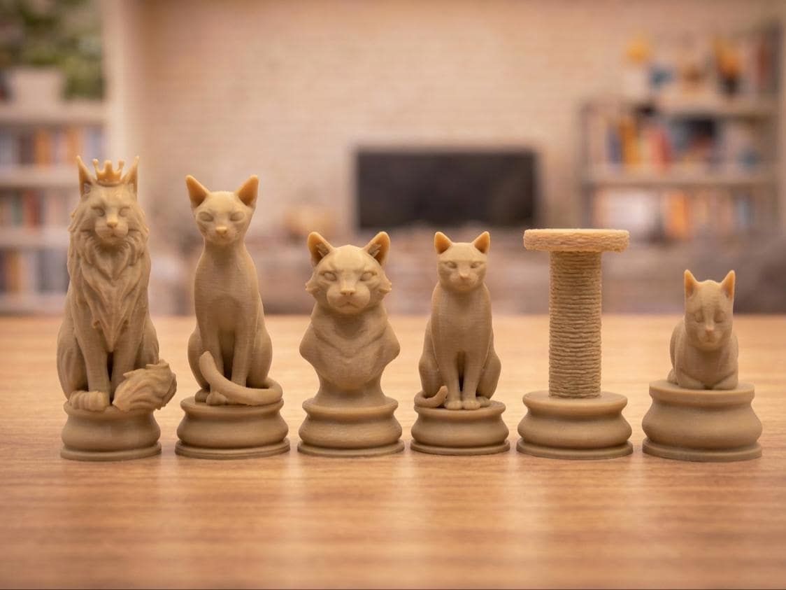 Katzen-Schachfigurenset – komplettes 32-teiliges Schachset – Ansicht 5
