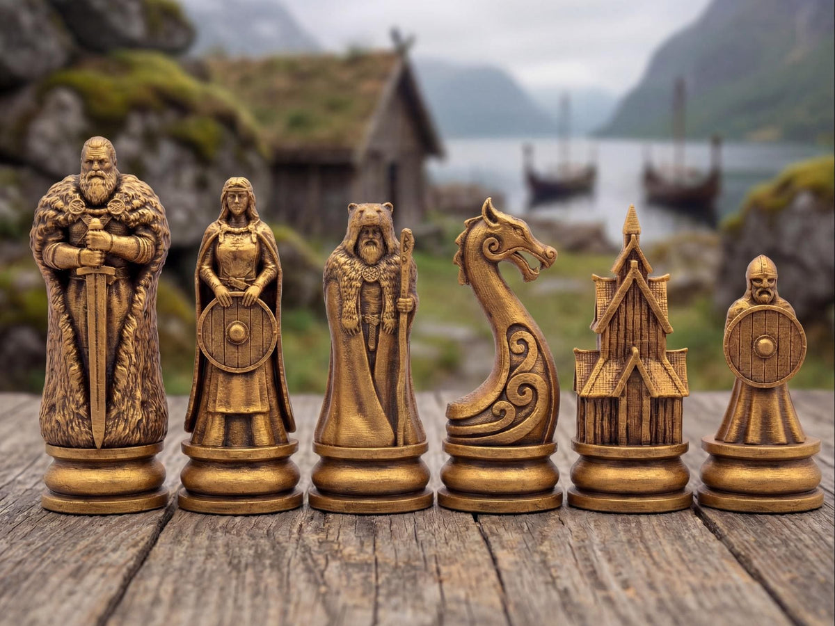 Wikinger-Schachfigurenset – komplettes 32-teiliges Schachset – Ansicht 5