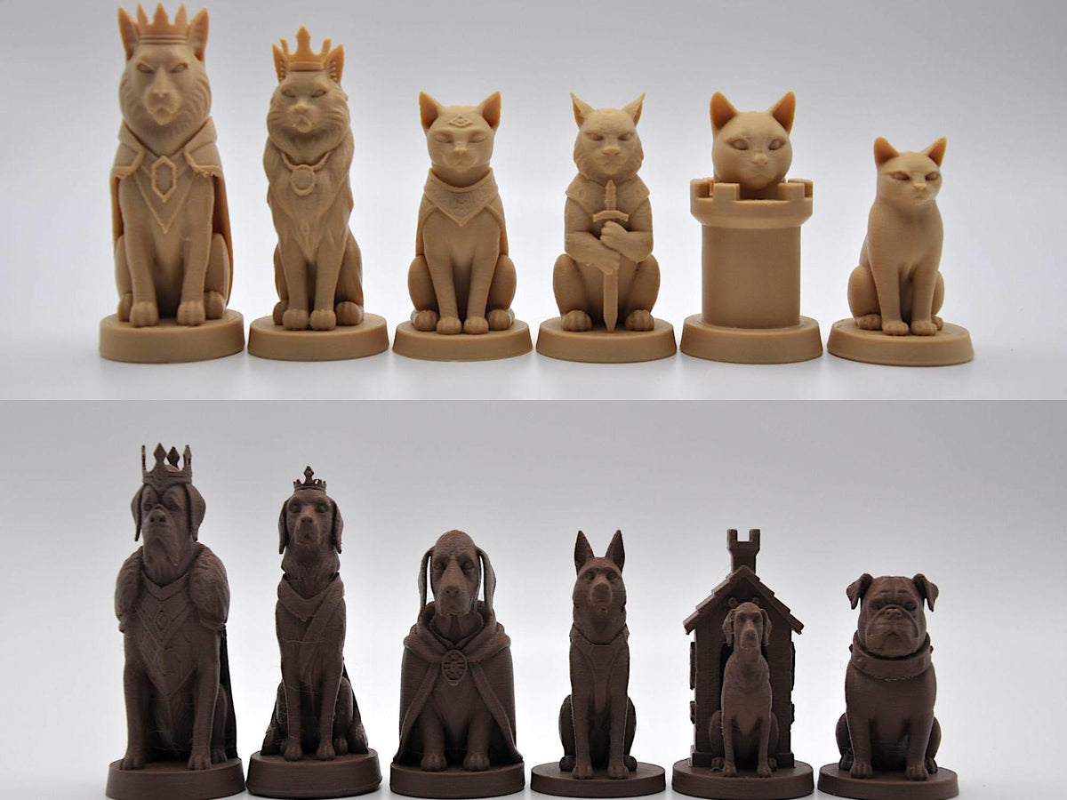 Hunde-gegen-Katzen-Schachfigurenset – komplettes 32-teiliges Schachset – Ansicht 5