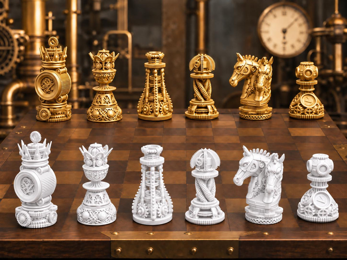 Steampunk-Zahnrad-Schachfigurenset – komplett 32-teilig – Ansicht 5