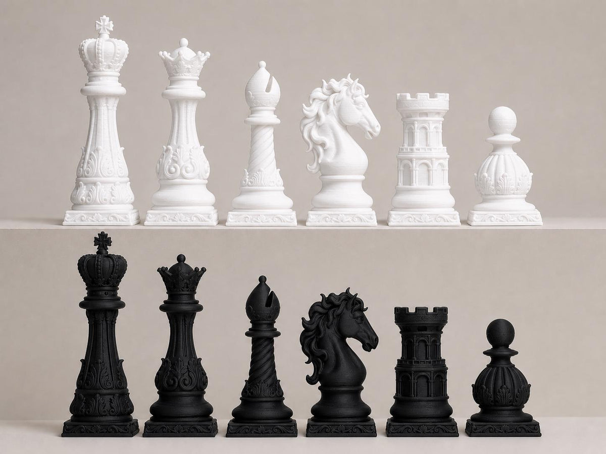 Prunkvolles Barock-Schachfigurenset – komplettes 32-teiliges Schachset – Ansicht 1