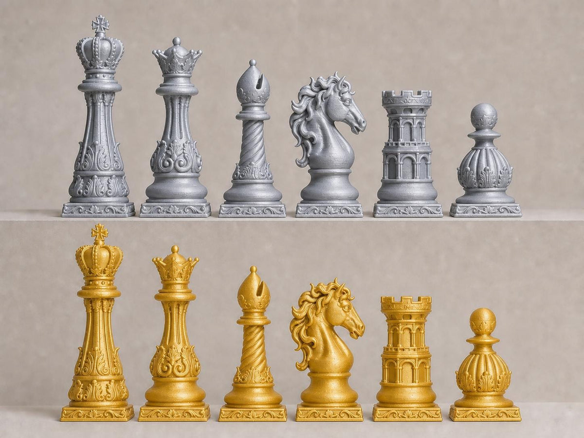 Prunkvolles Barock-Schachfigurenset – komplettes 32-teiliges Schachset – Ansicht 2