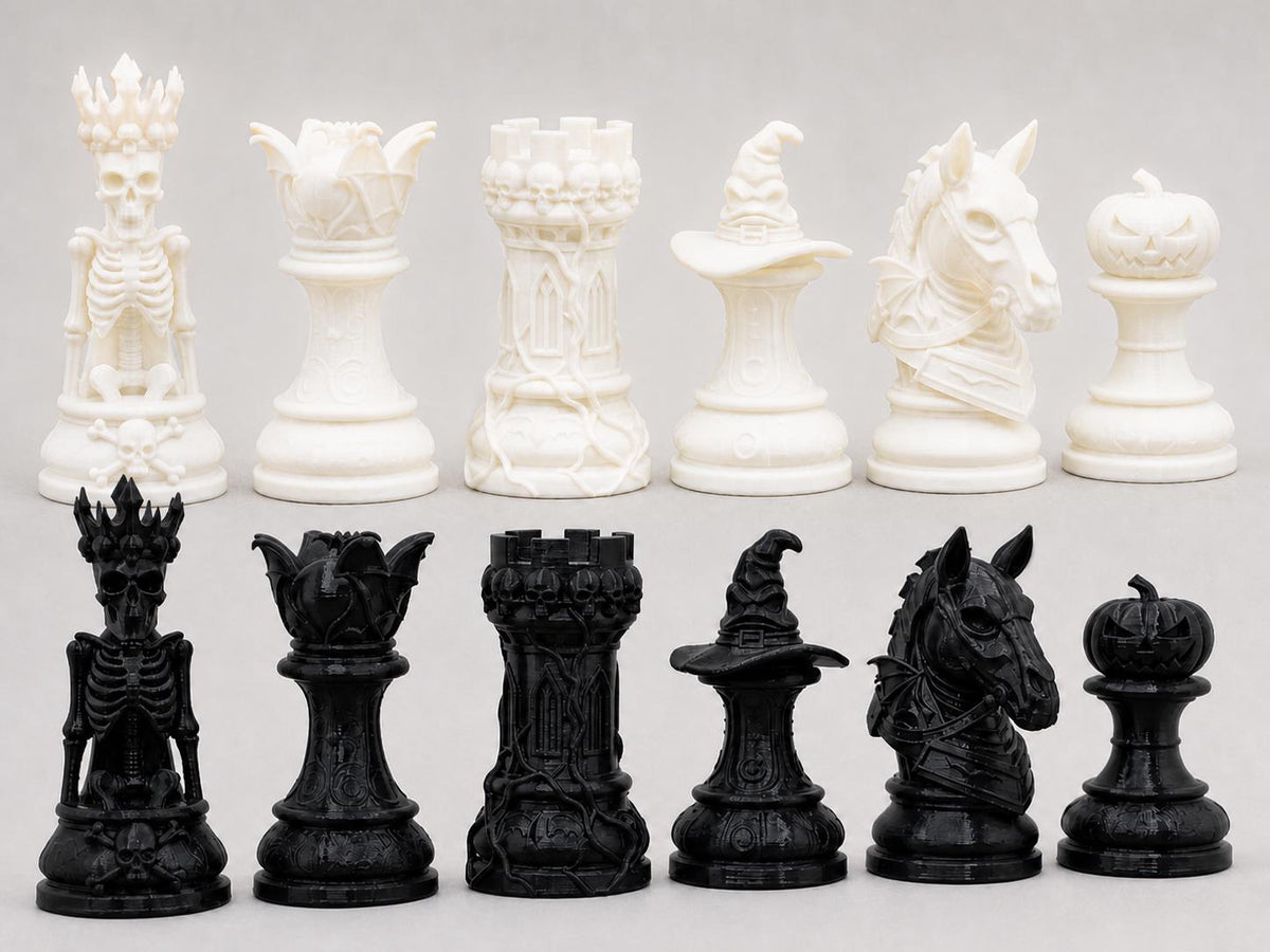Halloween-Dark-Fantasy-Schachfigurenset – komplettes 32-teiliges Schachset – Ansicht 1