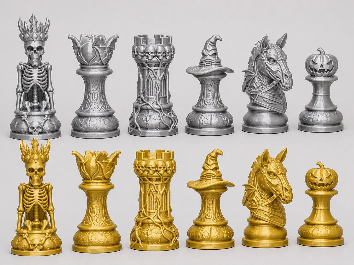 Halloween-Dark-Fantasy-Schachfigurenset – komplettes 32-teiliges Schachset – Ansicht 2