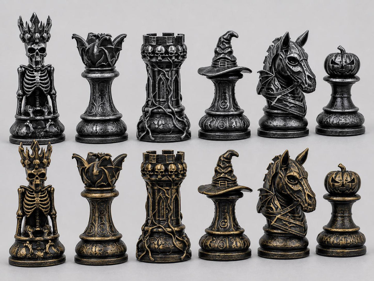 Halloween-Dark-Fantasy-Schachfigurenset – komplettes 32-teiliges Schachset – Ansicht 3