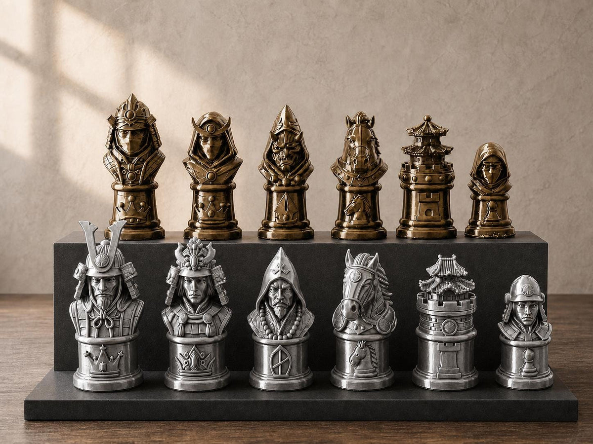 Samurai gegen Ninja – 32-teiliges Schachfigurenset – Ansicht 1