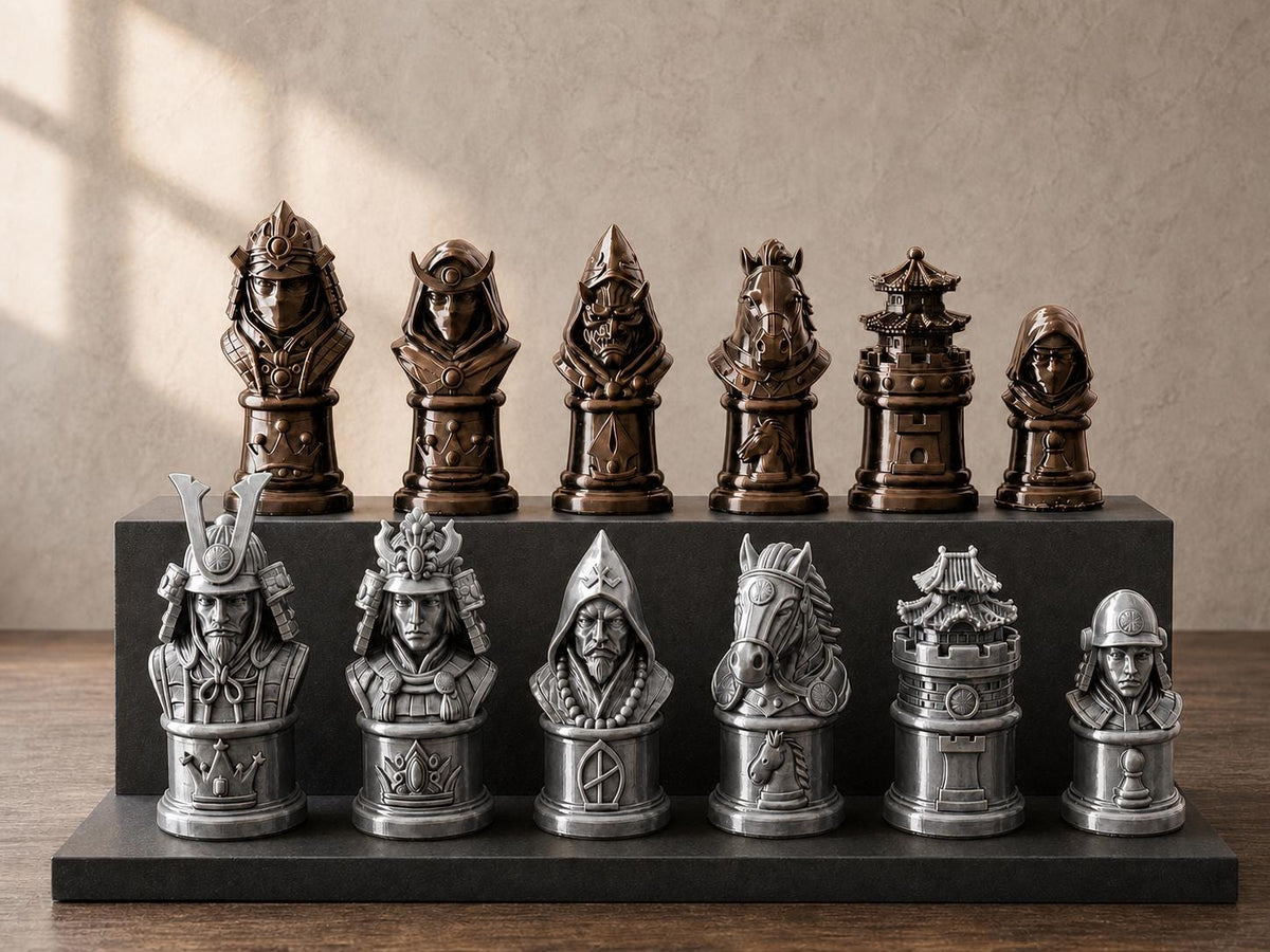 Samurai gegen Ninja – 32-teiliges Schachfigurenset – Ansicht 2