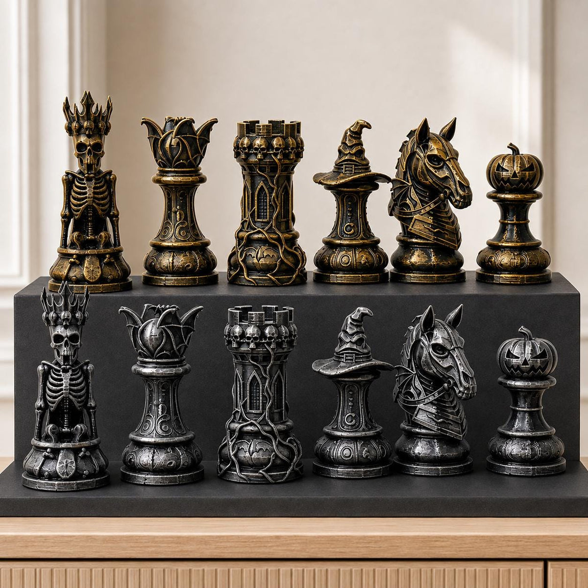 Halloween-Schachfigurenset – komplett 32-teilig – Ansicht 1