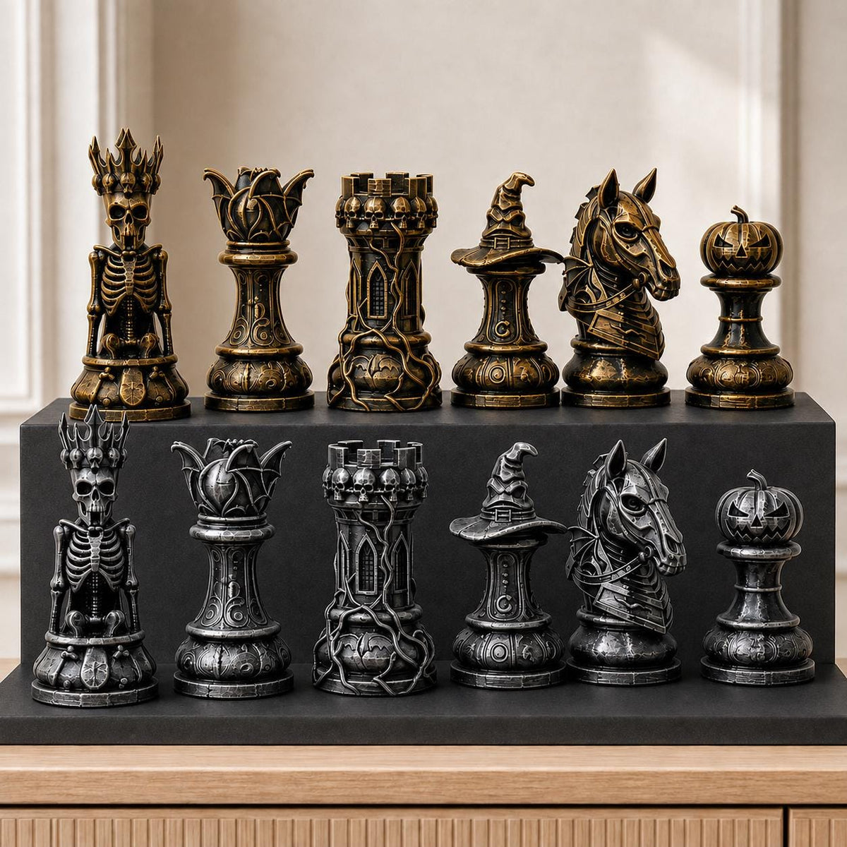 Halloween-Schachfigurenset – komplett 32-teilig – Ansicht 3
